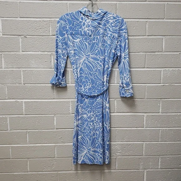 Talbots Blue and White Floral Long Sleeve Dress - Picture 7 of 7